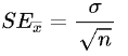 standard deviation by under root n